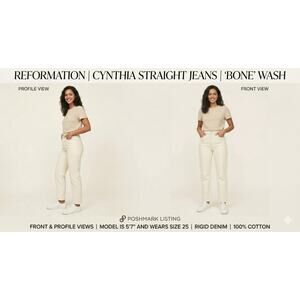 Reformation Cynthia High Rise Straight Jeans Bone White Size 24 EUC